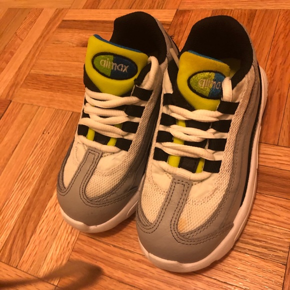 lime green and orange air max 95